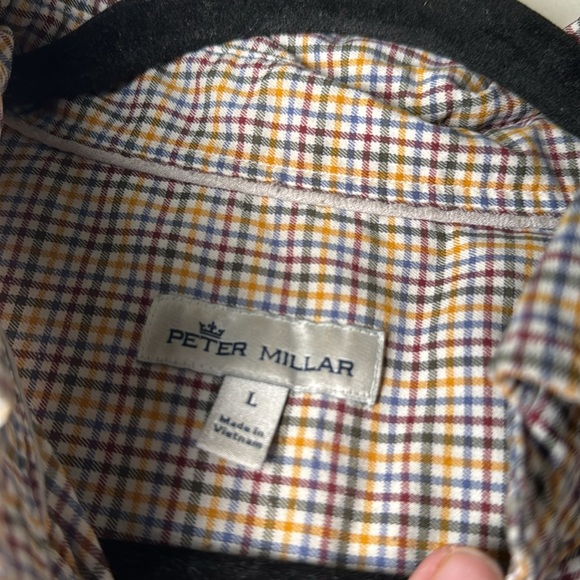 Primary Color Plaid Button Down Peter Millar Colored Shirt Size Large - Picture 6 of 8